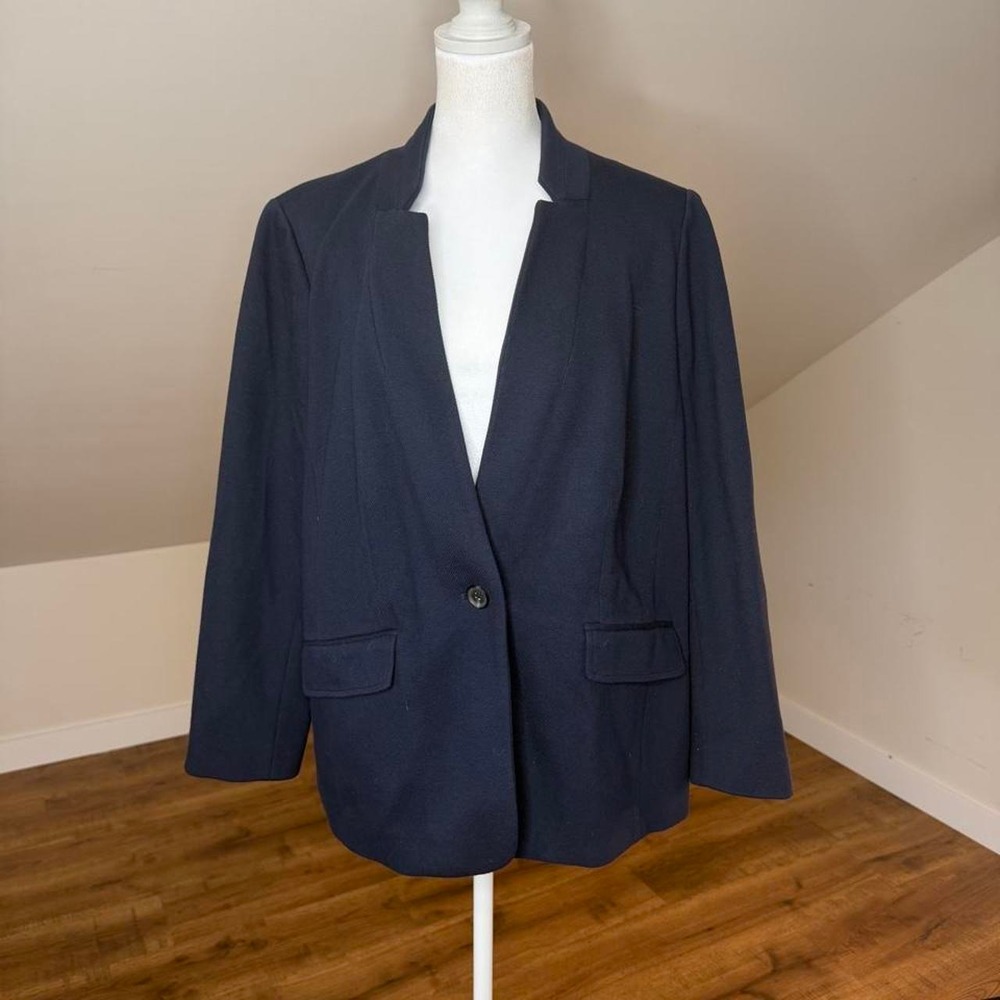 Talbots Plus Petite Navy Blazer 16WP Preppy Office Siren Academia